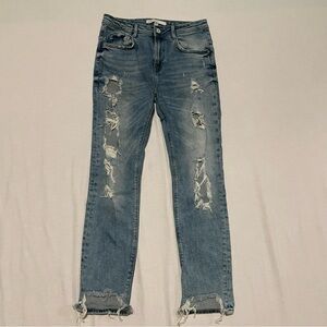 Zara Distressed Blue Jeans for Women Size 2